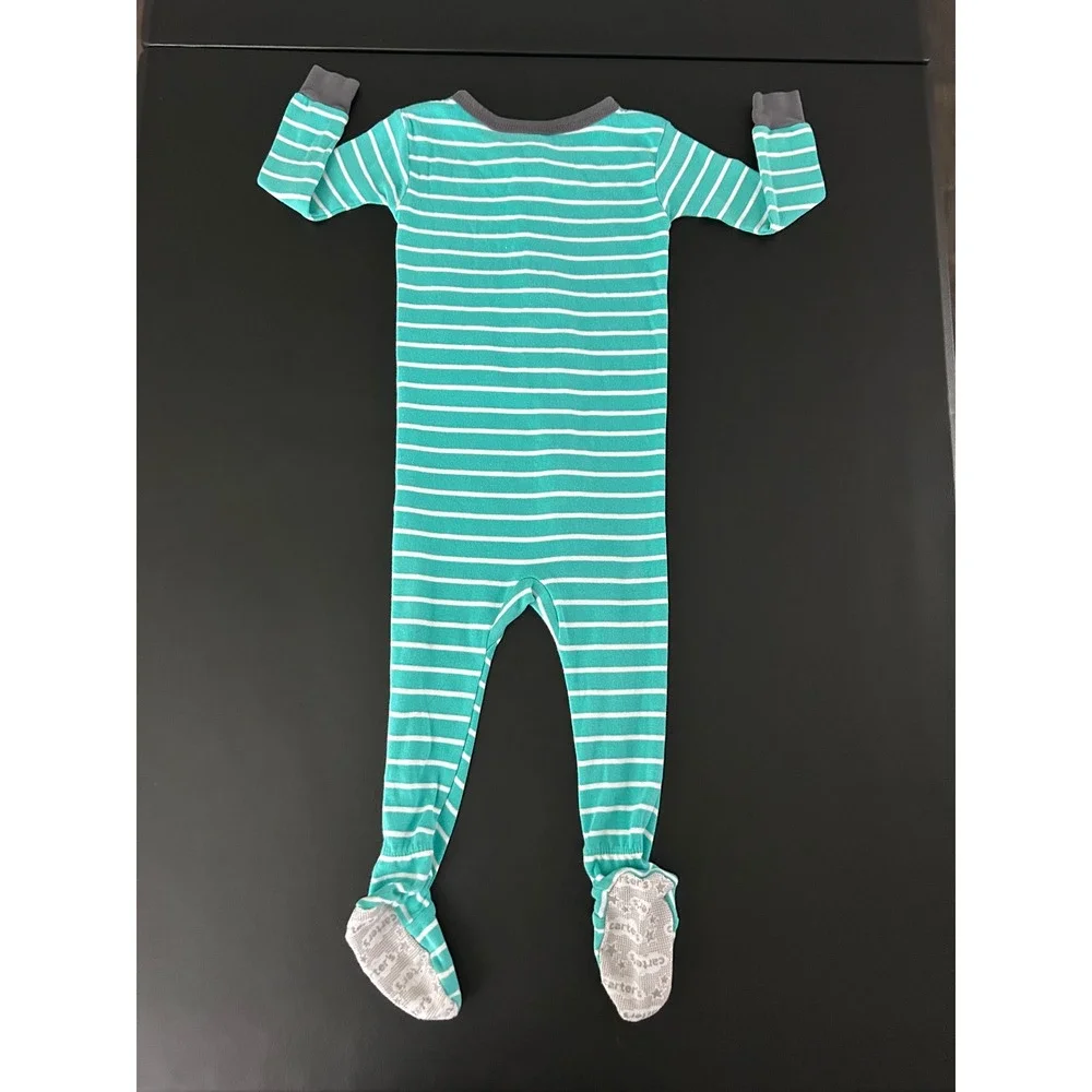 Carters 24M Baby Footed Pajamas 2ct Pirate Ship Nautical Red Teal Cotton 1491